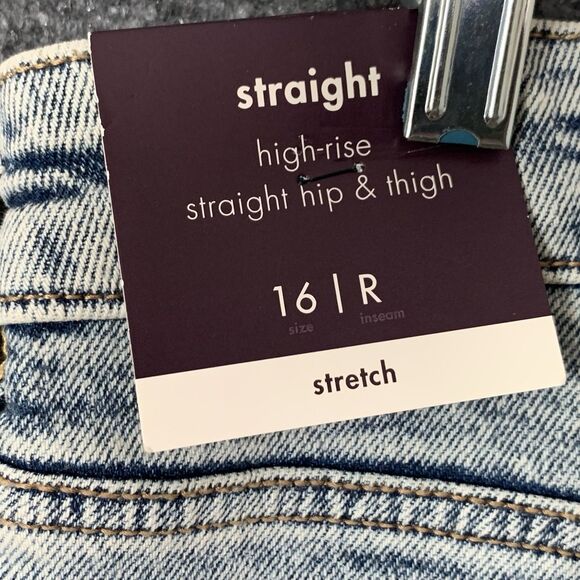 AVA & VIV Stone Wash Button Fly Ankle Jeans Sz 16 NWT Straight Leg Cuffs Hi-rise - Picture 8 of 14